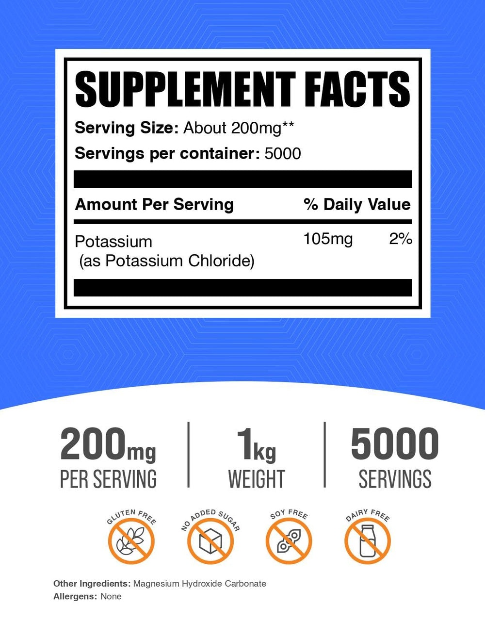 BulkSupplements potassium chloride powder pour demonstrates easy-to-dose format for daily use.