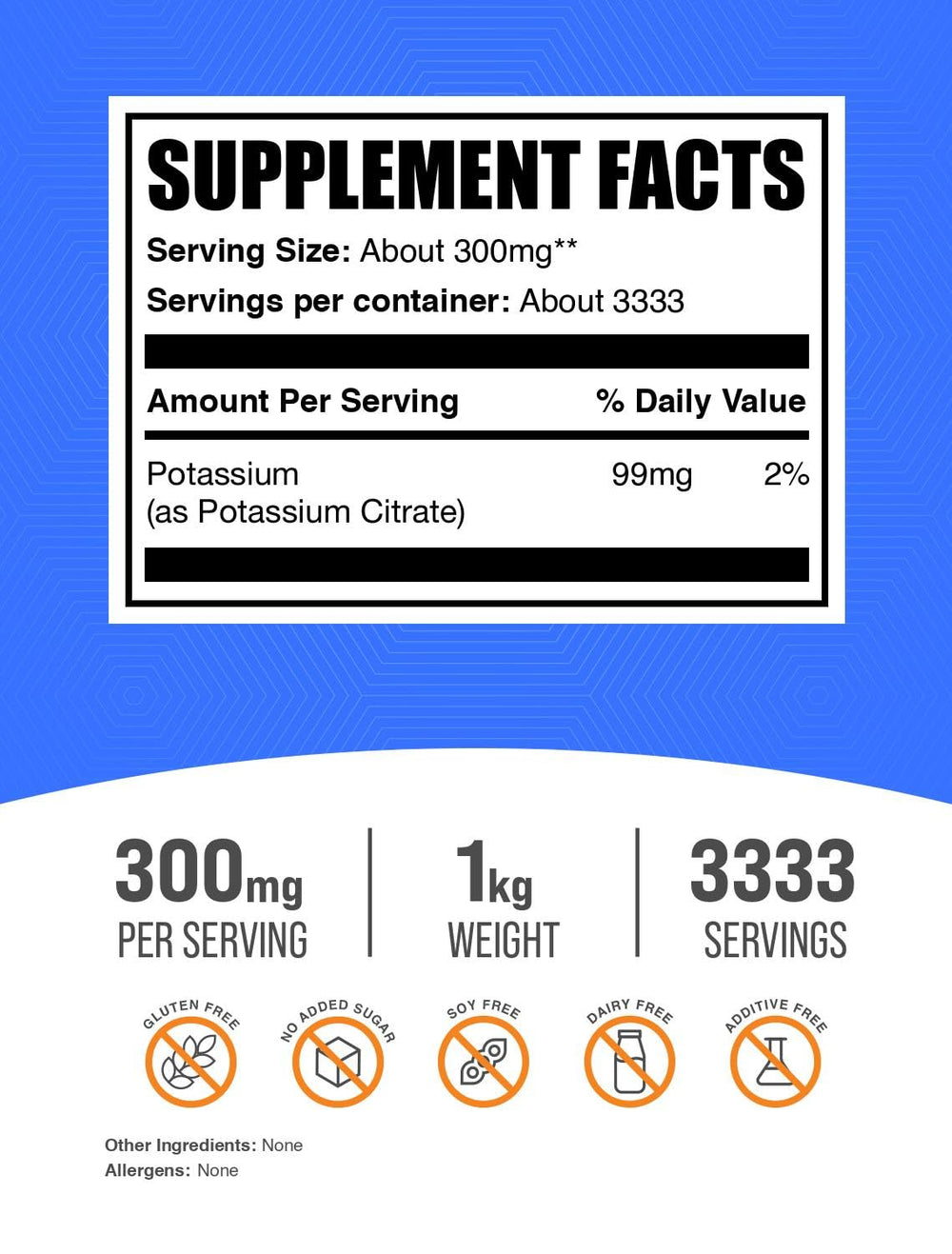 BulkSupplements Potassium Citrate Powder jar close-up showing gluten-free mineral supplement.