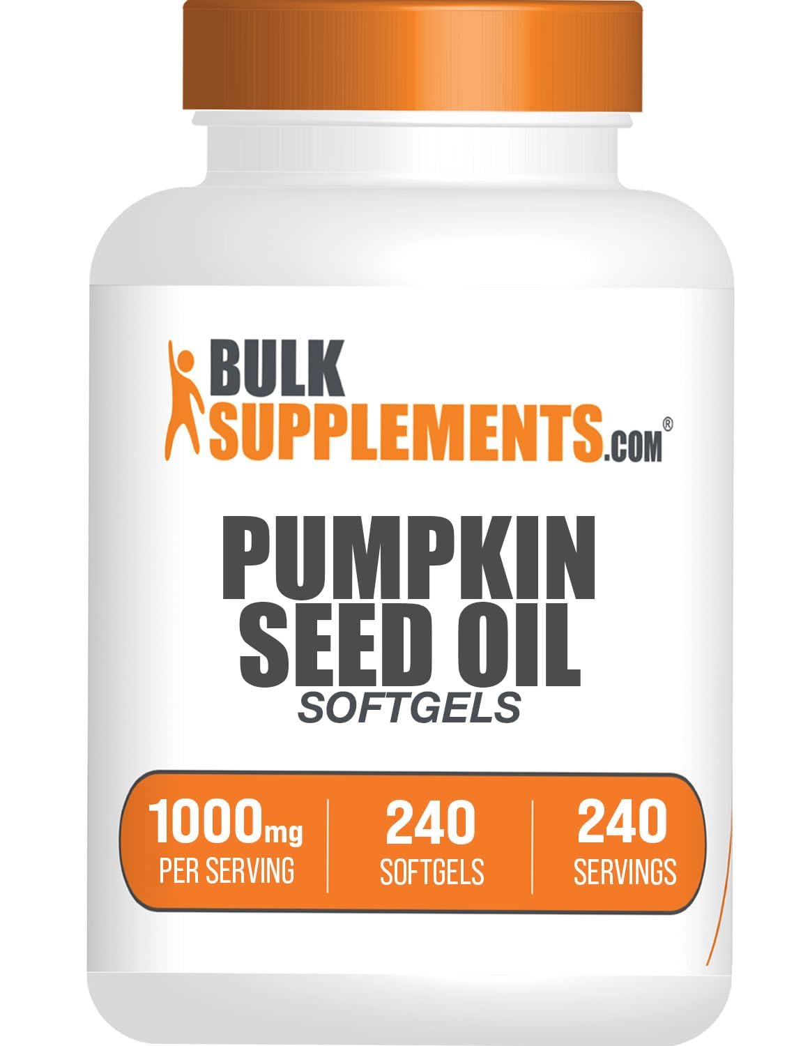 BulkSupplements pumpkin seed oil softgels bottle for daily vitality on the go.