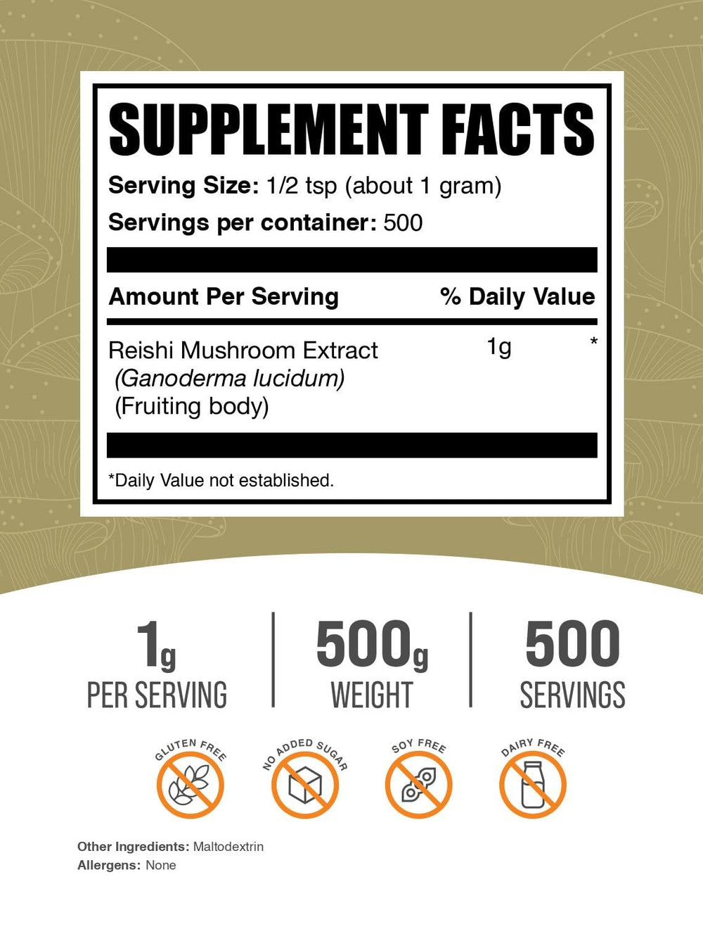 BulkSupplements Reishi powder scoop demonstrates convenient serving size for smoothies
