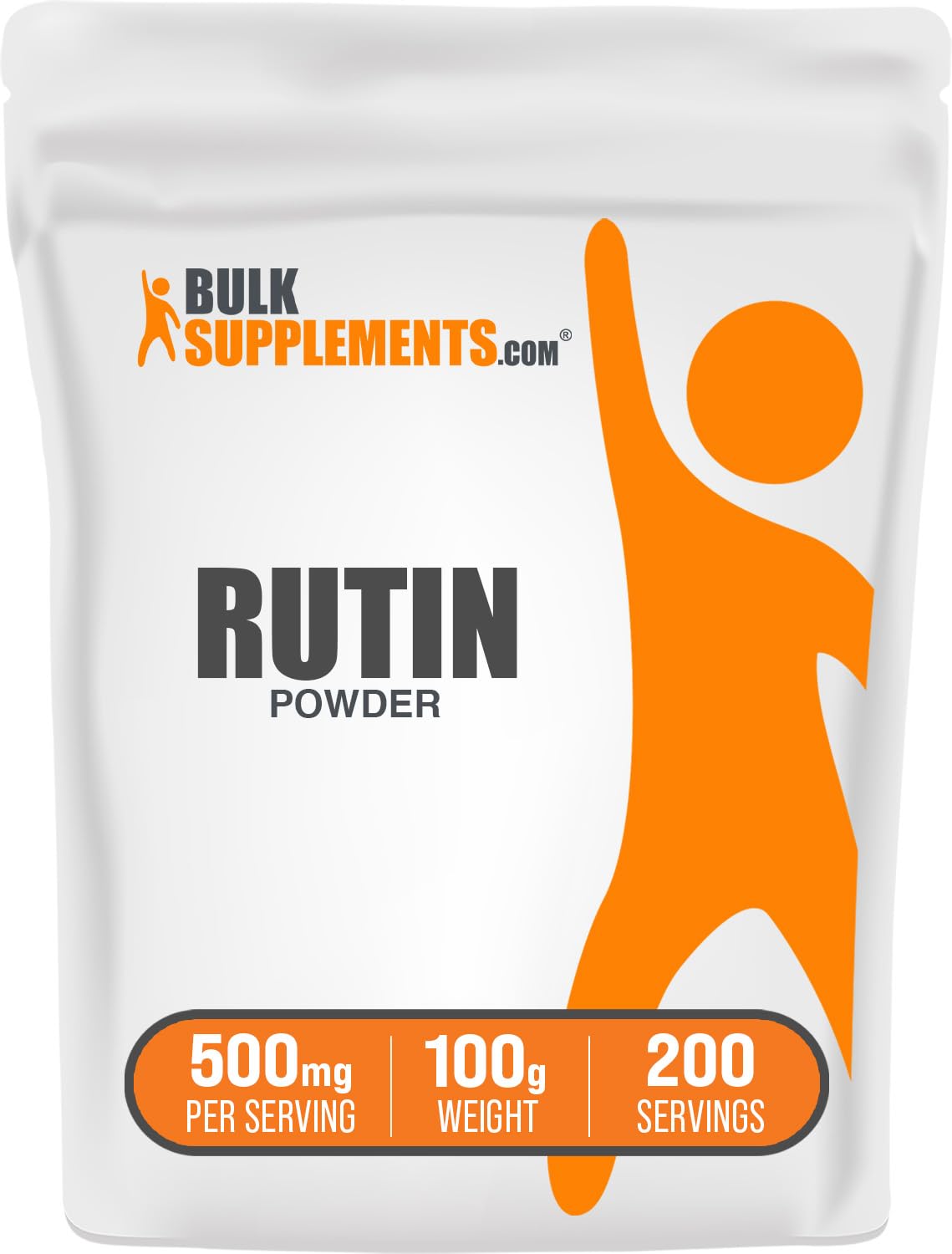 BulkSupplements Rutin powder bottle shows pure antioxidant-rich rutin for daily wellness.