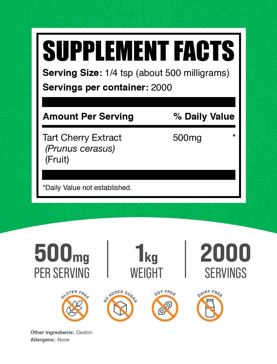 BulkSupplements Tart Cherry Extract powder scoop for easy daily servings.