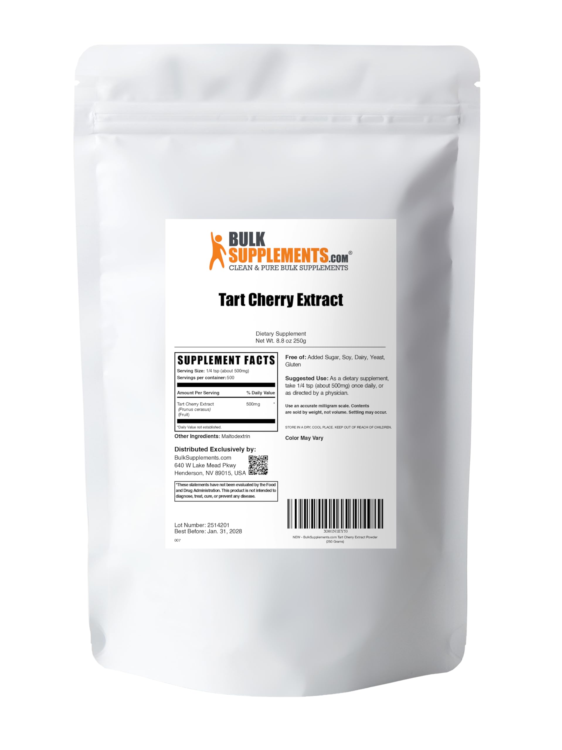 BulkSupplements Tart Cherry Extract Powder added to smoothie in a shaker bottle