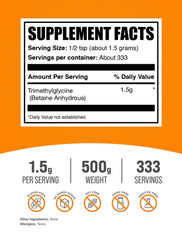BulkSupplements TMG powder scoop, convenient serving size for shakes.