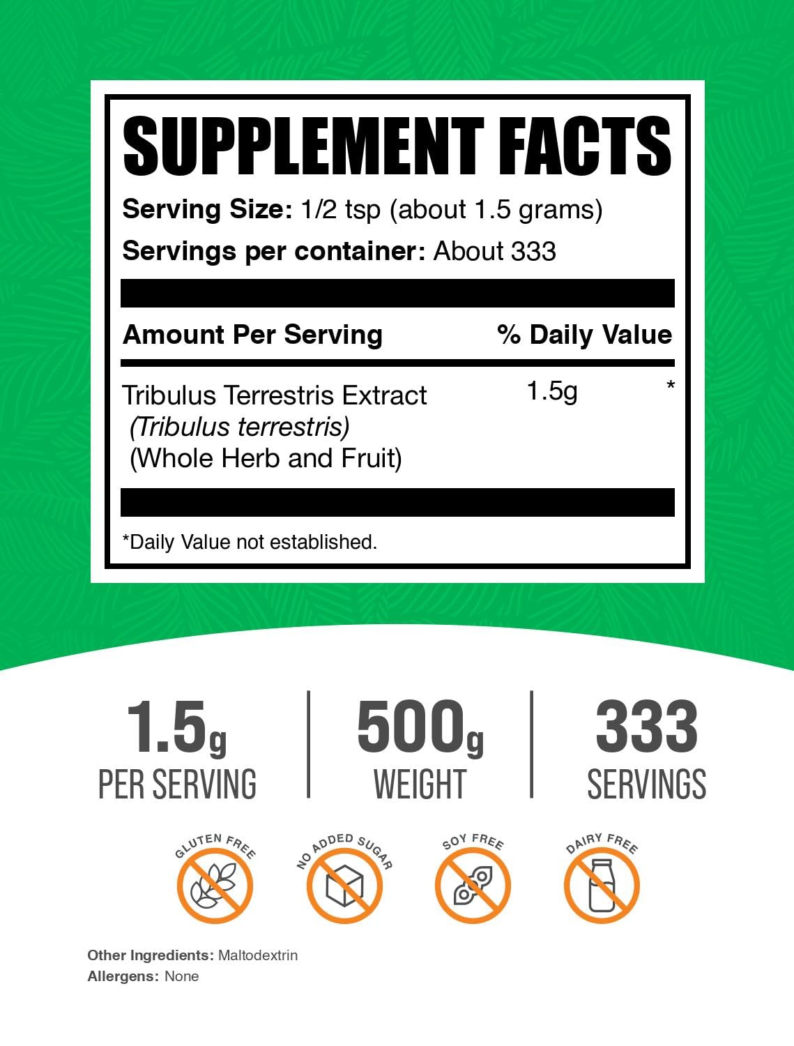 BulkSupplements Tribulus Terrestris Extract Powder scoop for easy daily use