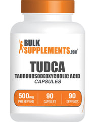 Bulksupplements TUDCA capsules bottle for easy daily use in a wellness routine