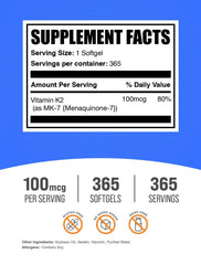 BulkSupplements Vitamin K2 MK7 softgels poured into a glass for daily use.