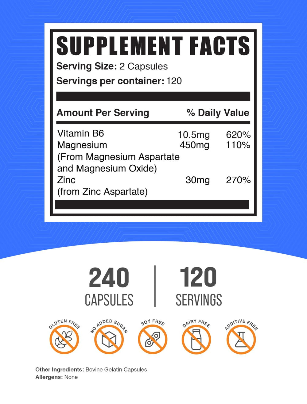 BulkSupplements Zinc Magnesium Aspartate capsules pour demonstrates easy-to-swallow daily servings.