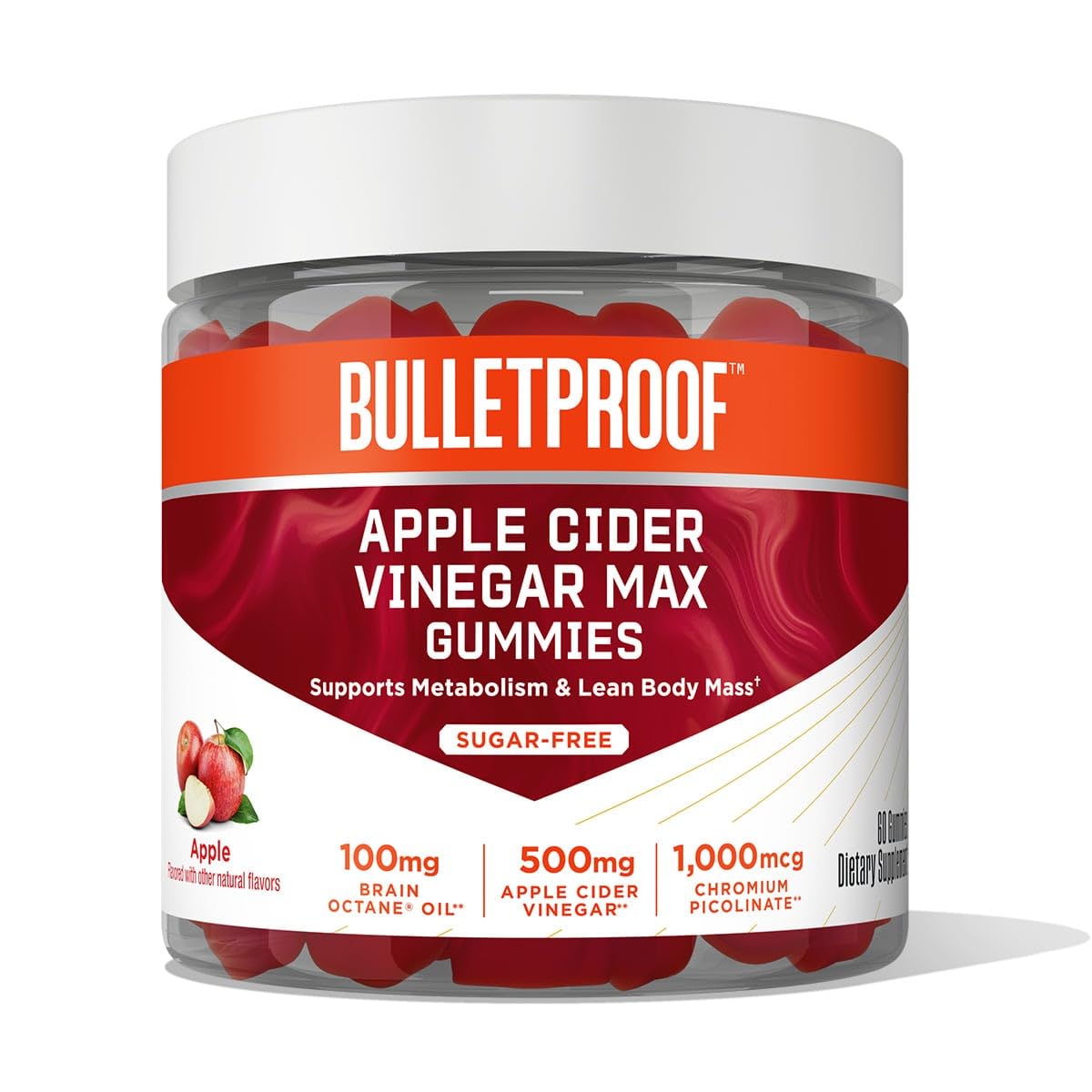 Bulletproof Apple Cider Vinegar Max Gummies in a 60-count bottle for cravings support.