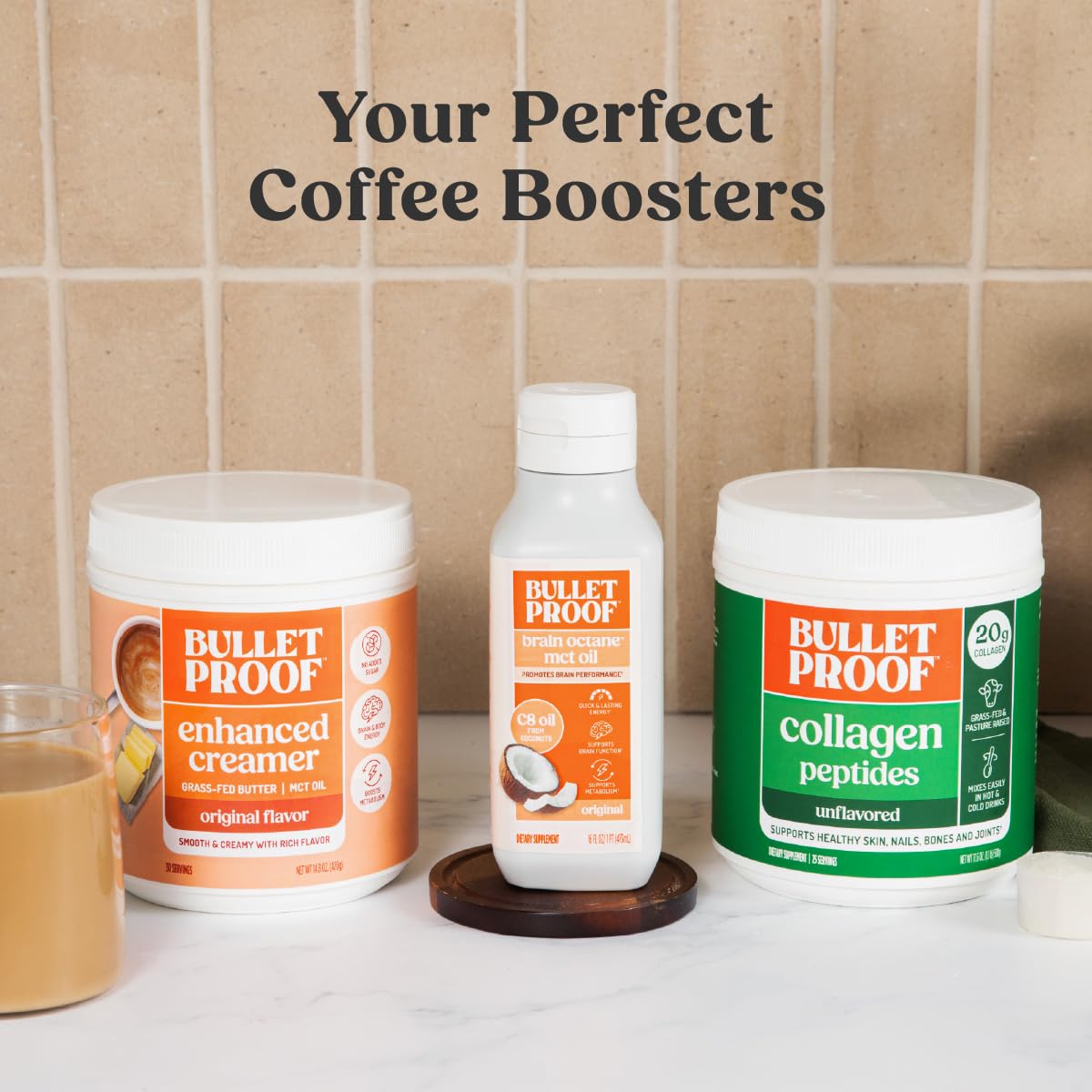 Bulletproof Brain Octane C8 MCT Oil pantry setup for daily use.