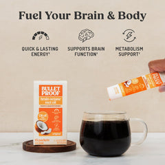Back of the Brain Octane packet shows keto-friendly nutrition and serving notes.
