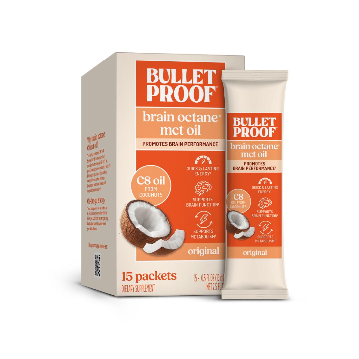 Bulletproof Brain Octane packets offer portable energy for on-the-go keto routines.