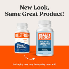 Bulletproof charcoal capsules close-up for fast gas relief with meals.