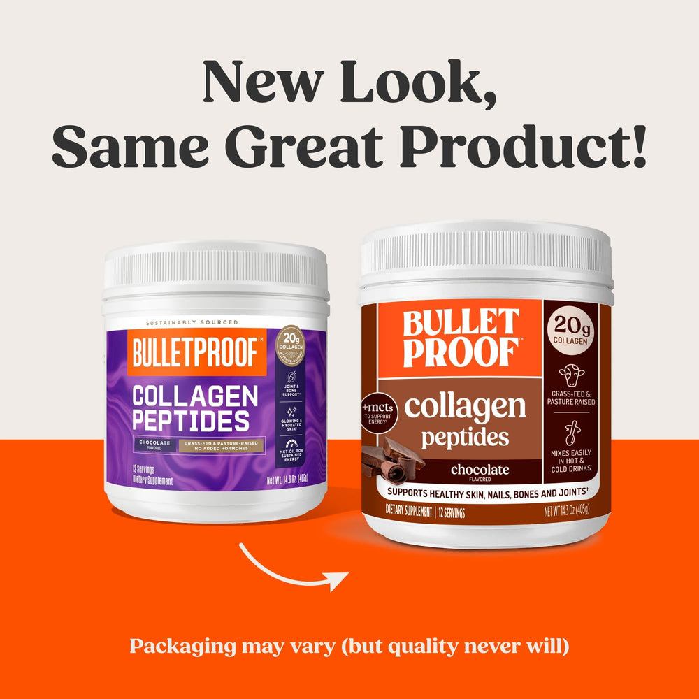 Bulletproof Chocolate Collagen Peptides MCT-Oil fusion cup shows quick, smooth mixability.