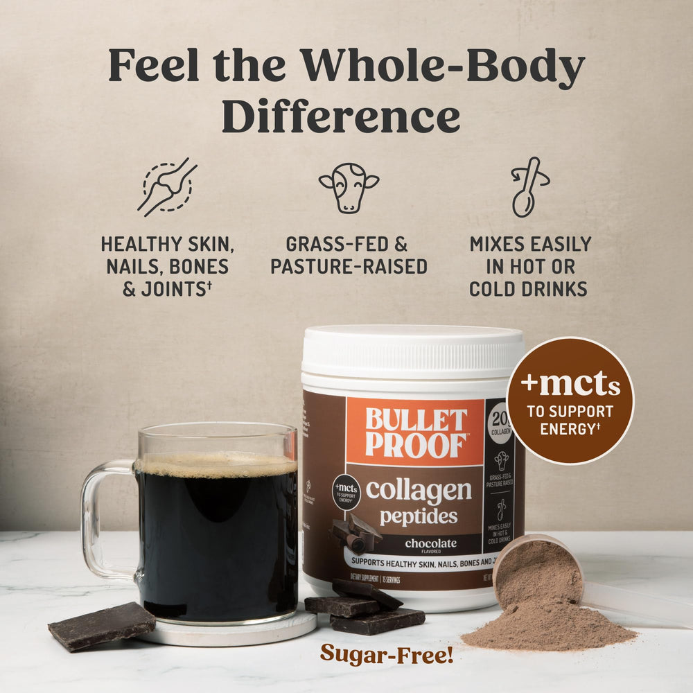 Bulletproof Chocolate Collagen dissolving in water shows smooth texture
