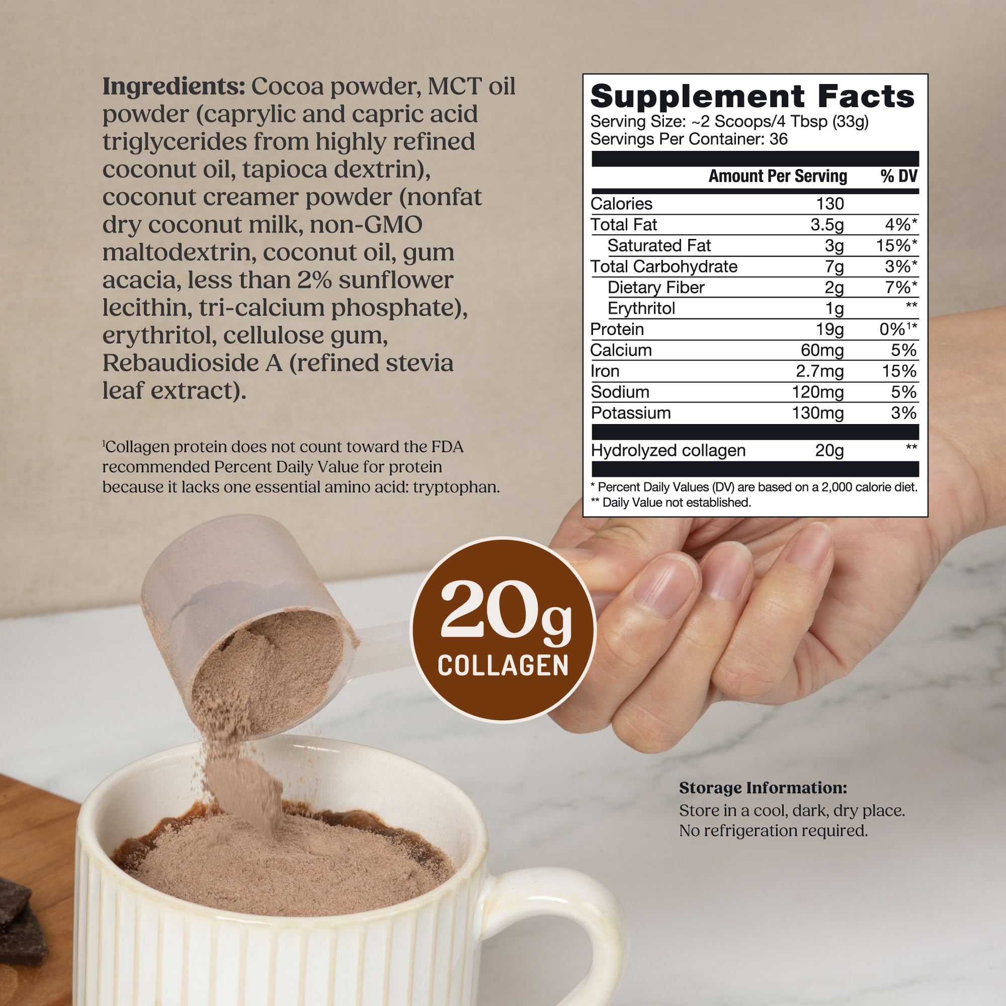 Bulletproof Chocolate Collagen smoothie glass for keto-friendly shakes