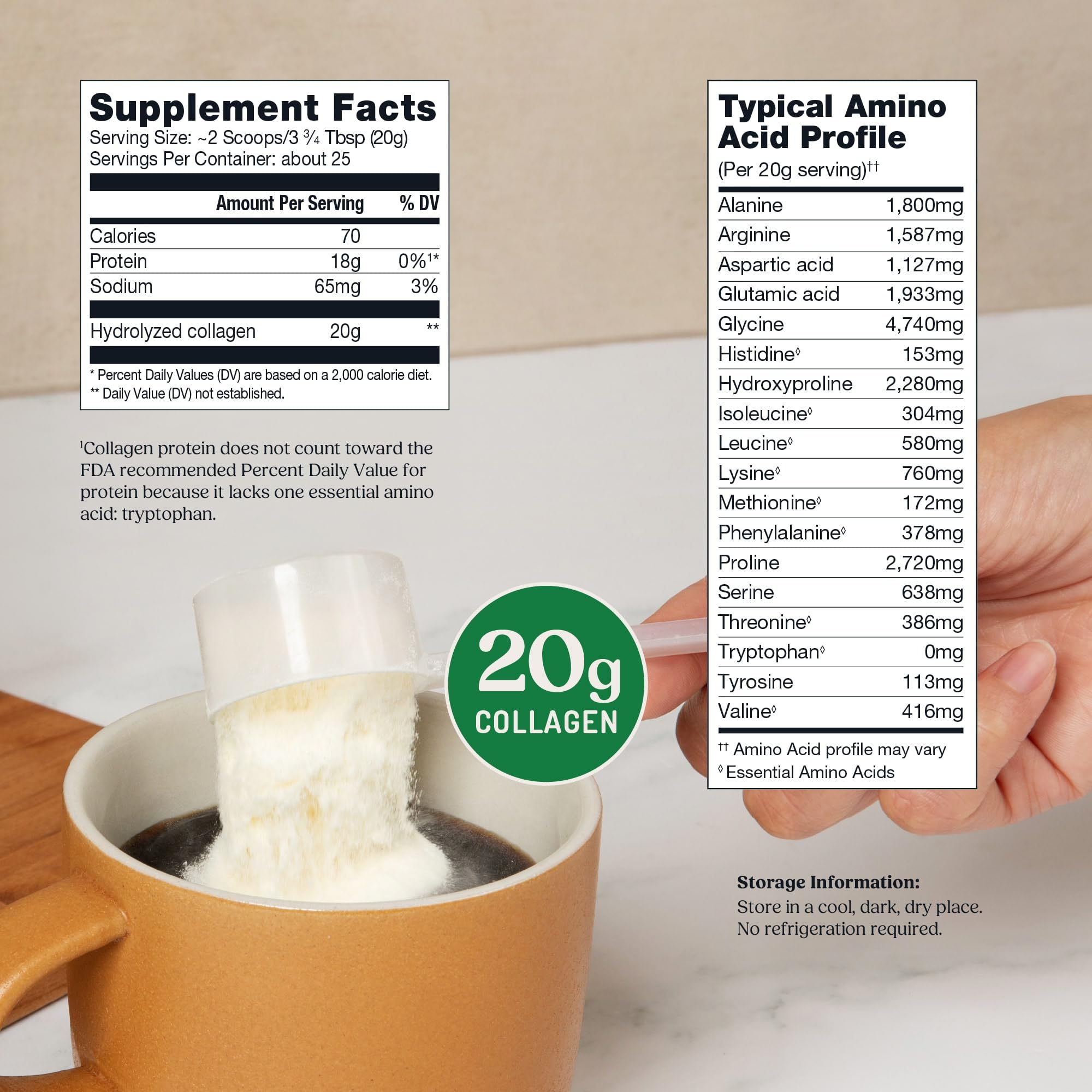 Bulletproof Collagen Peptides coffee-mix shown dissolving in a mug