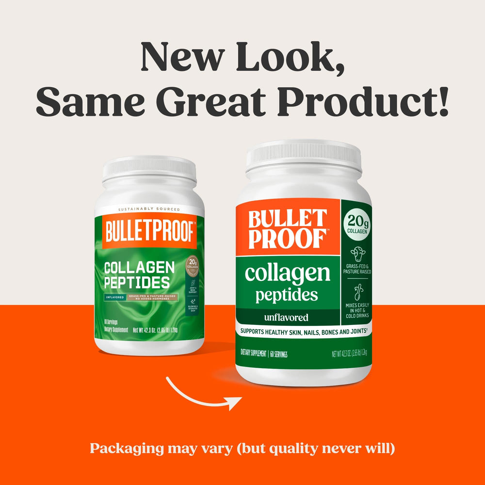 Bulletproof Collagen Peptides being poured into coffee for a protein boost.