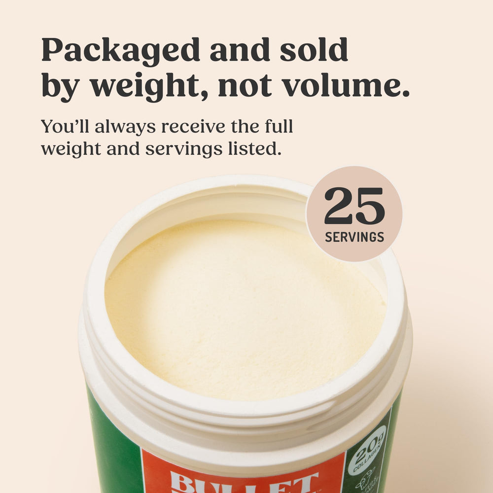 Bulletproof Collagen Peptides on kitchen counter ready to blend into drinks
