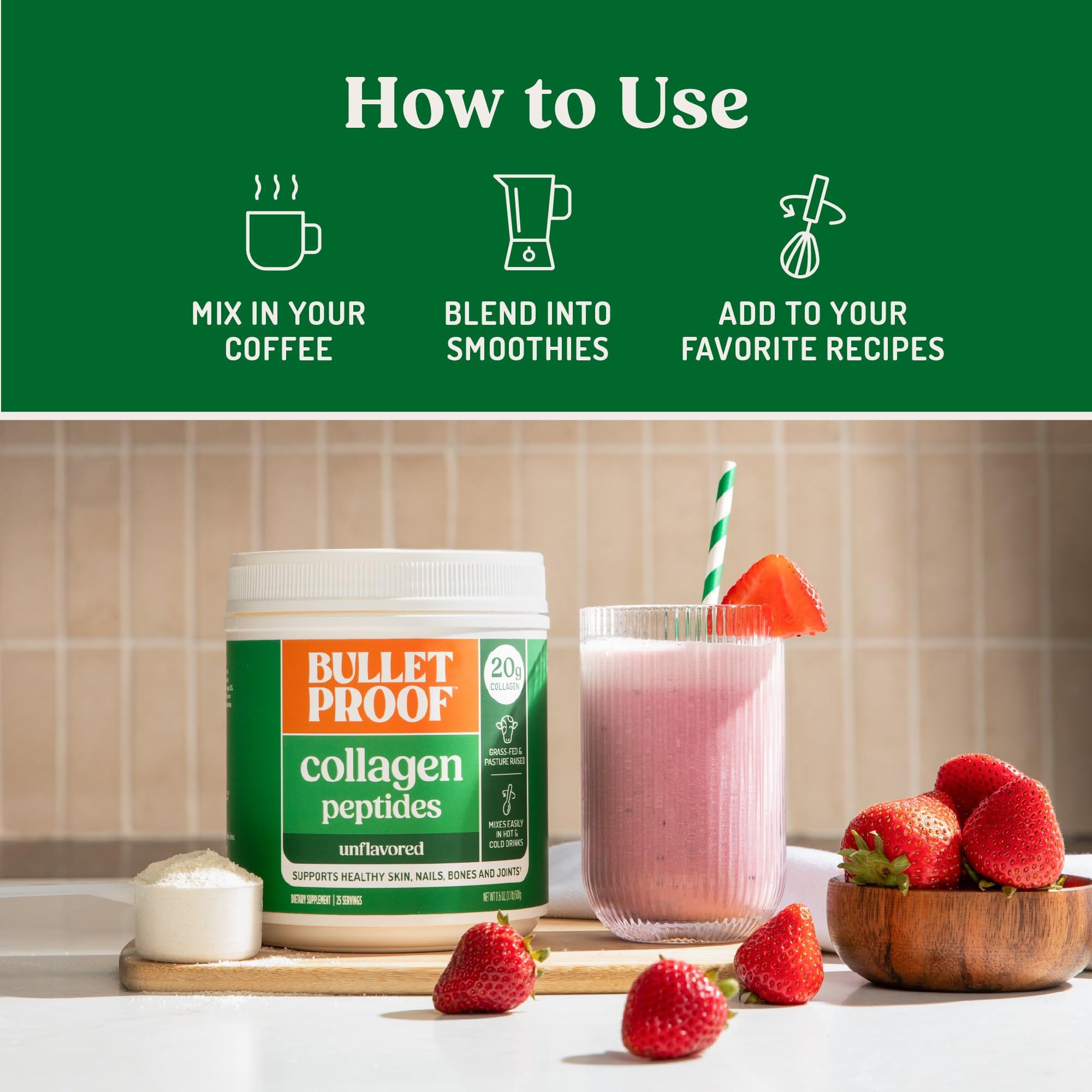 Bulletproof Collagen Peptides added to soup for a protein-enriched bowl