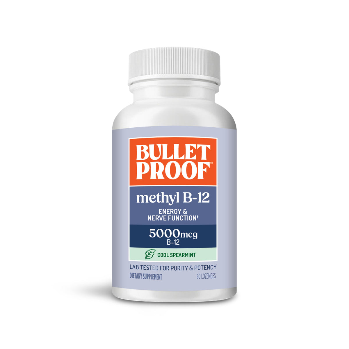 Bulletproof Cool Spearmint lozenges bottle for on-the-go energy support.