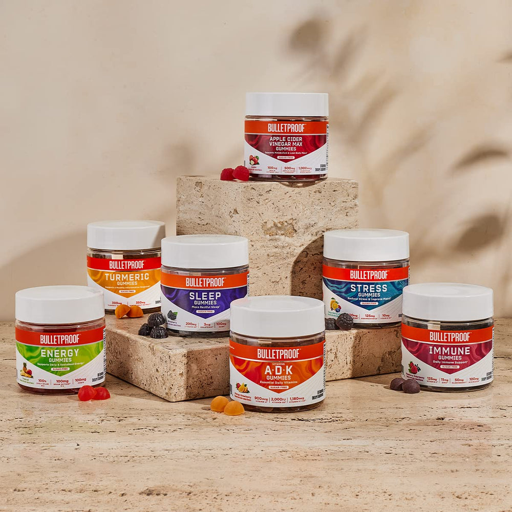 Bulletproof Daily routine with two gummies illustrates an easy wellness habit.