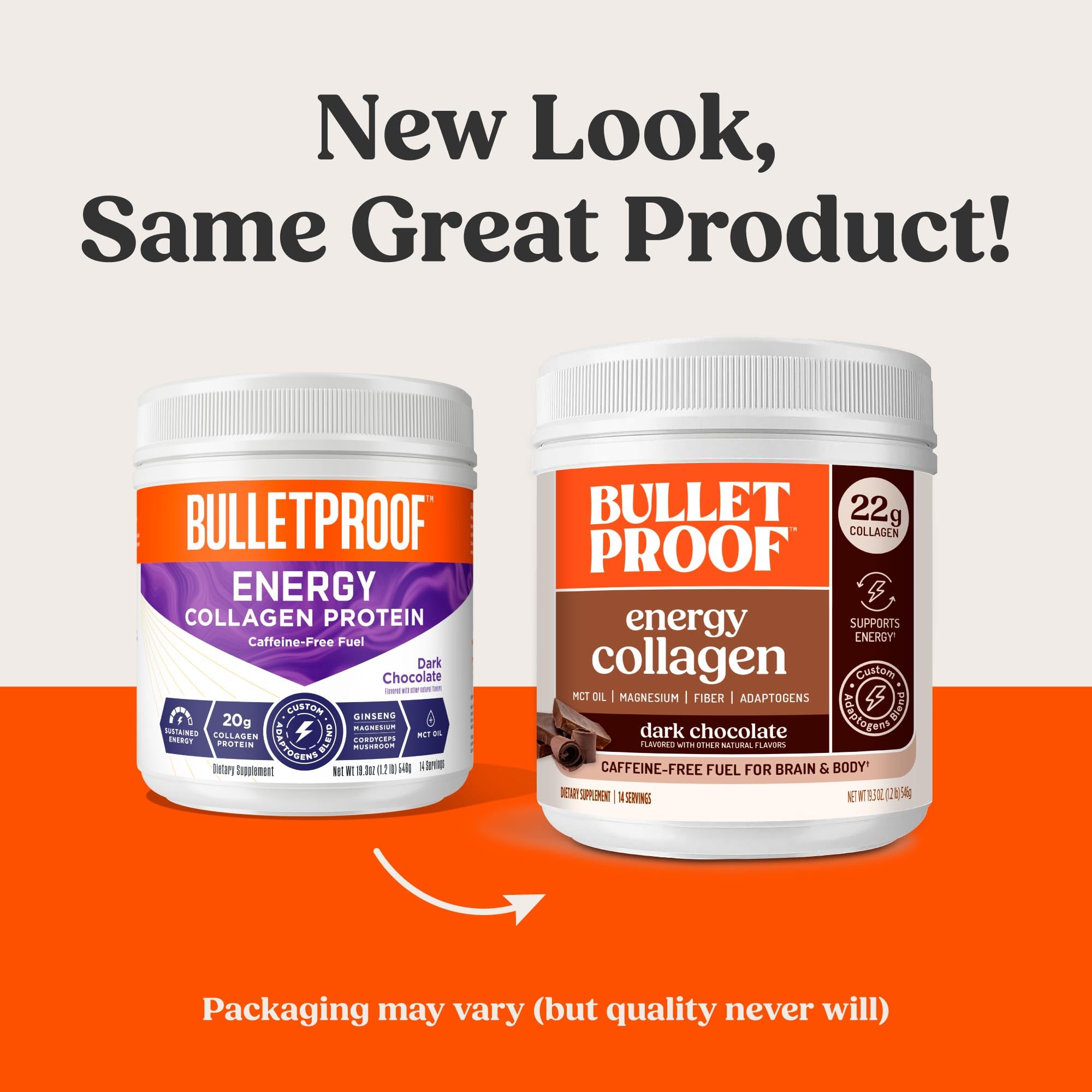 Bulletproof Energy Collagen Protein label closeup, 20g collagen for skin and joints.