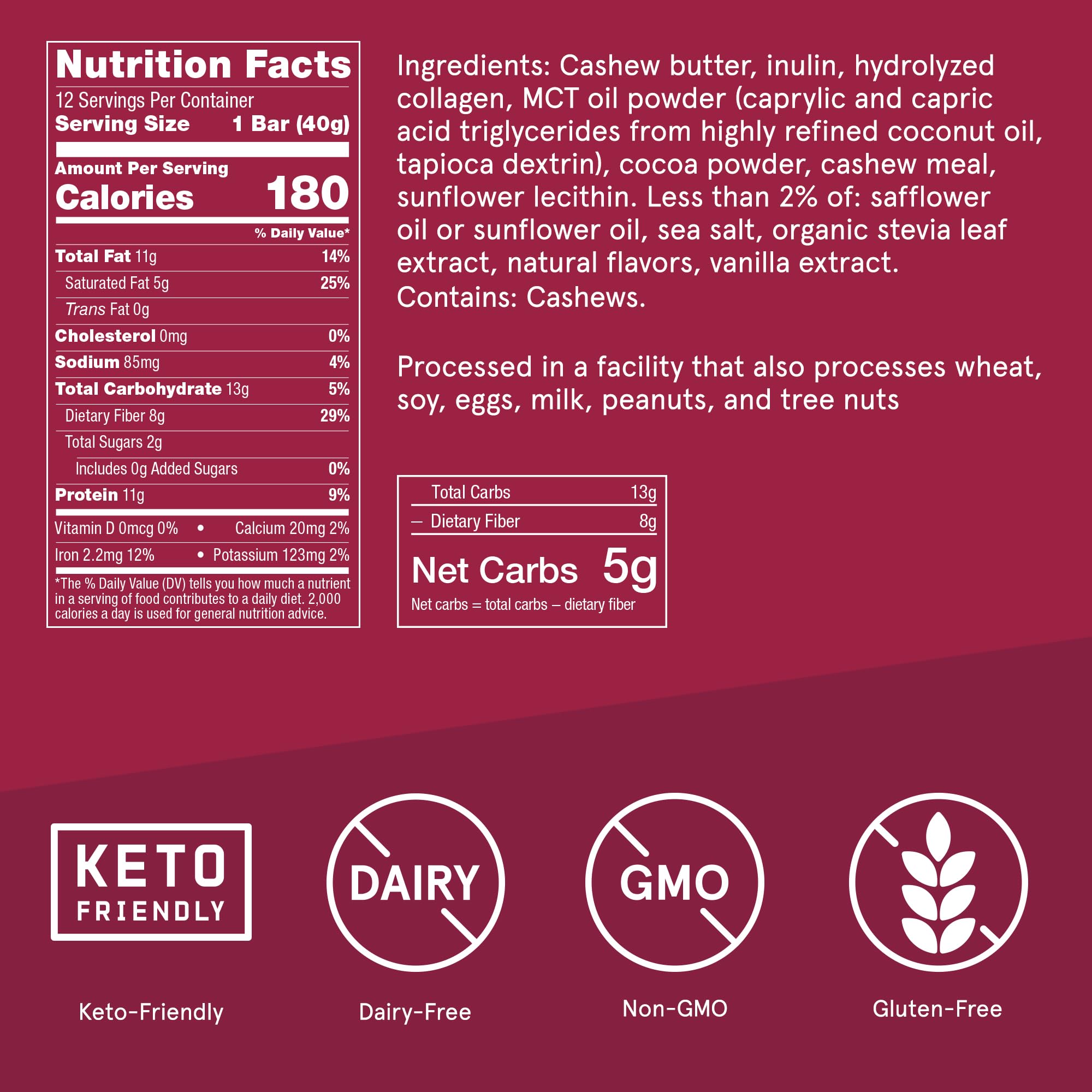 Bulletproof fudge-brownie-collagen-bar-pack-12 wrapped for quick, portable snacking.