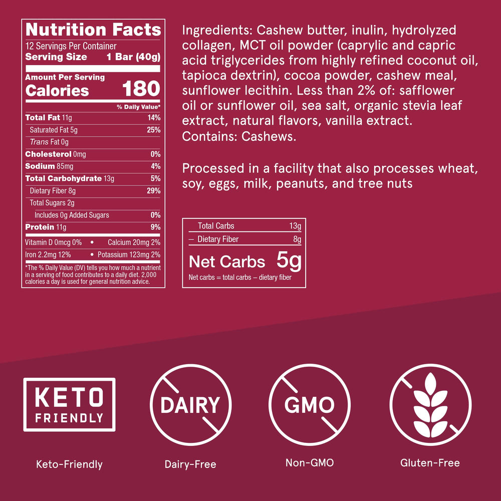 Bulletproof fudge-brownie-collagen-bar-pack-12 wrapped for quick, portable snacking.