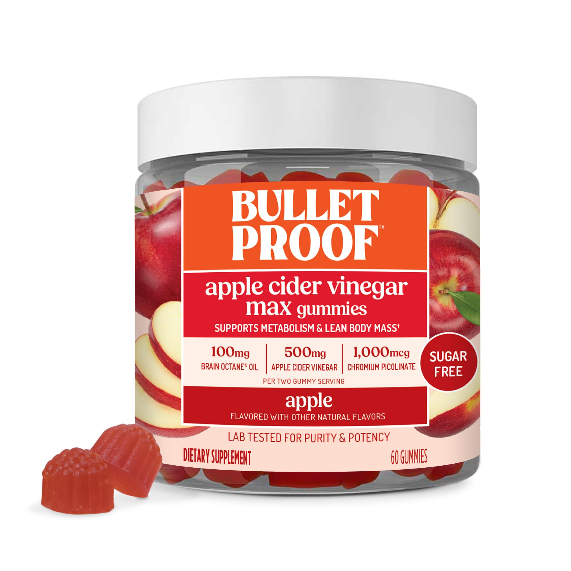 Gominolas Bulletproof vinagre sidra manzana, sabor a manzana, apoyo al metabolismo