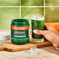 Bulletproof Greens nootropics support focus in a convenient drink.
