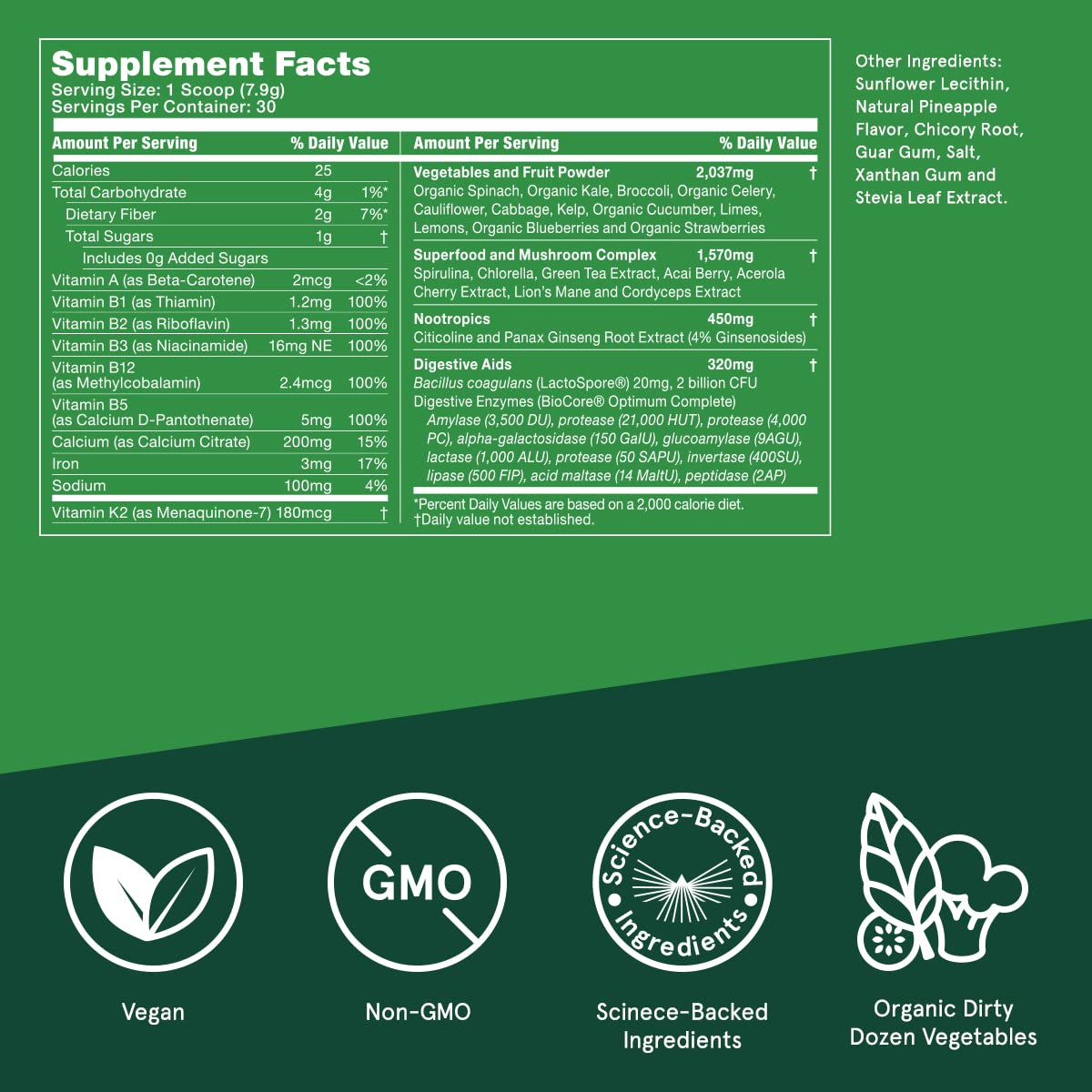 Bulletproof Greens powder dissolving in water for easy daily use.