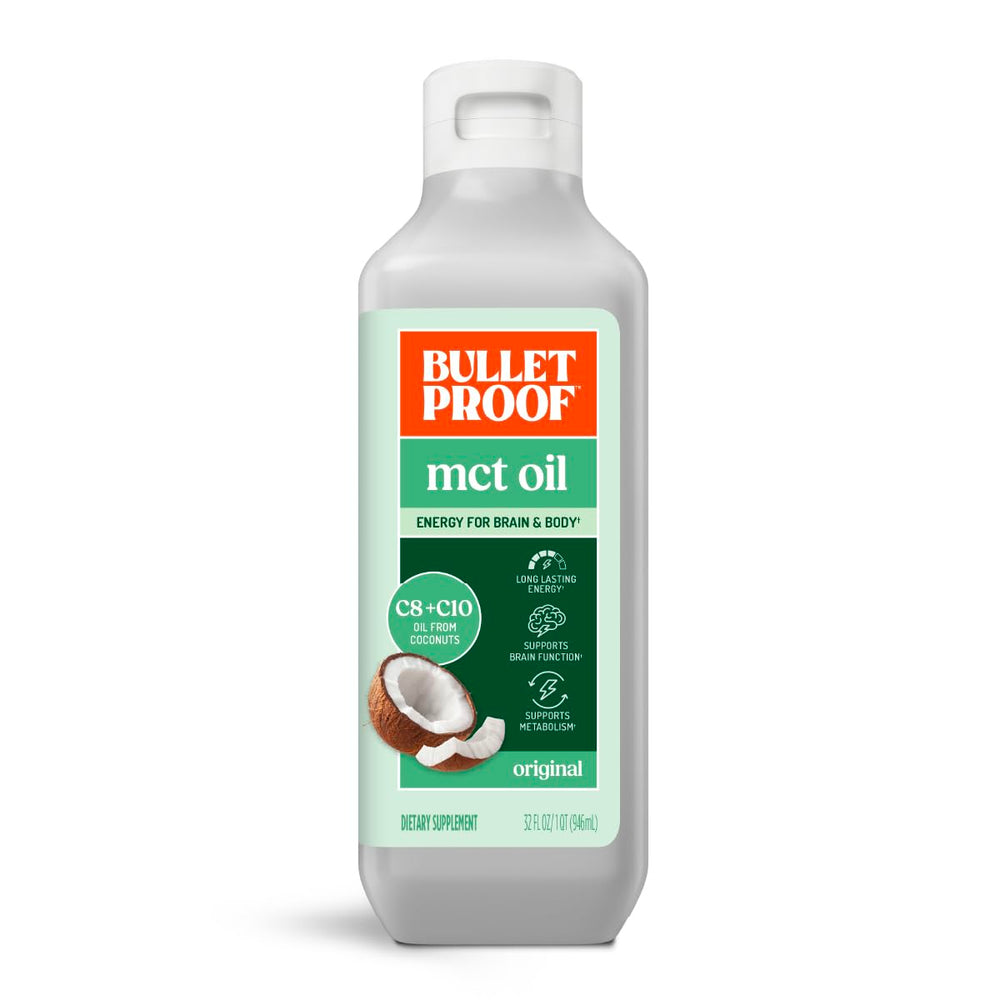 Bulletproof MCT Oil bottle on kitchen counter ready for daily use