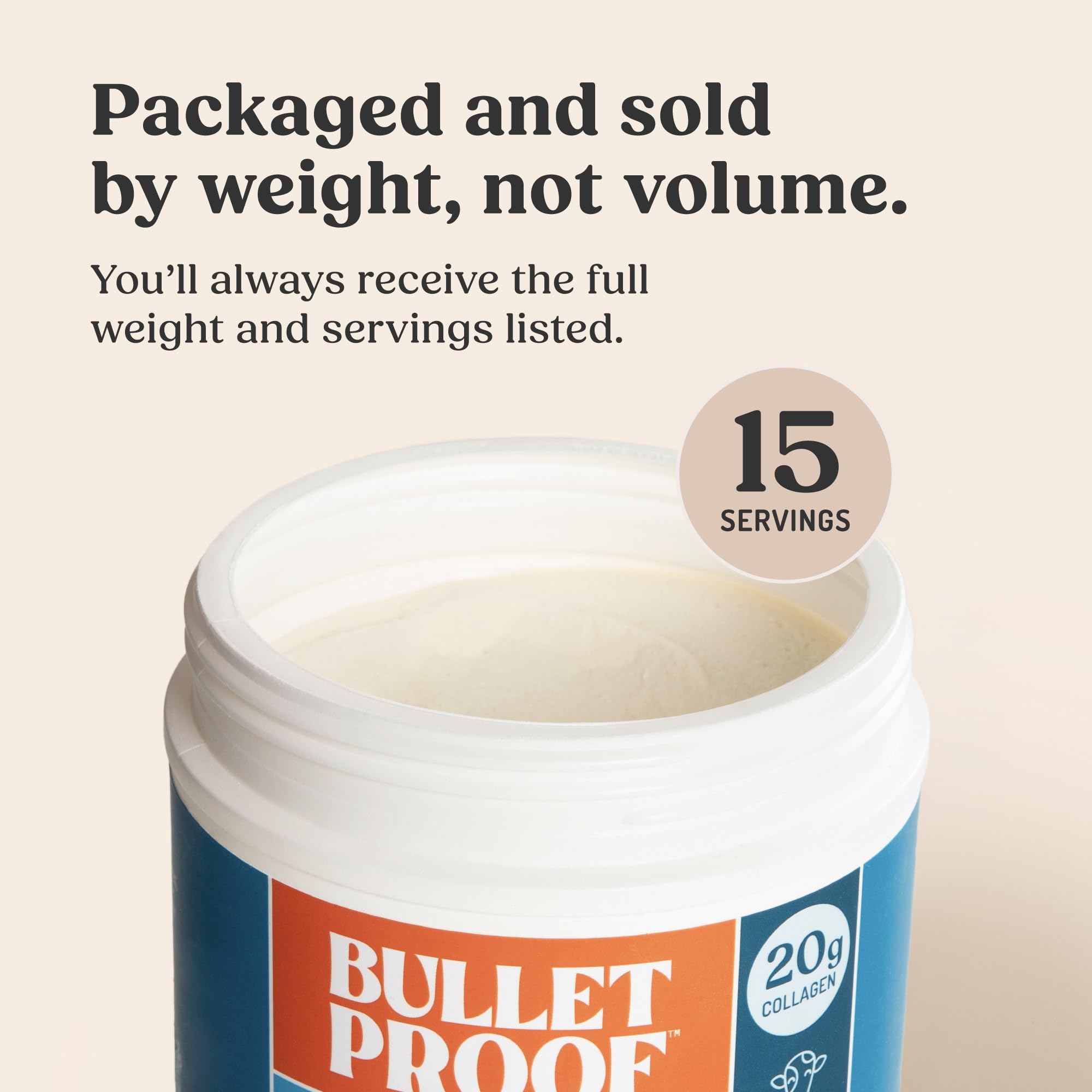 Sealed jar with 17.6-ounce Bulletproof collagen formula for keto-friendly use.
