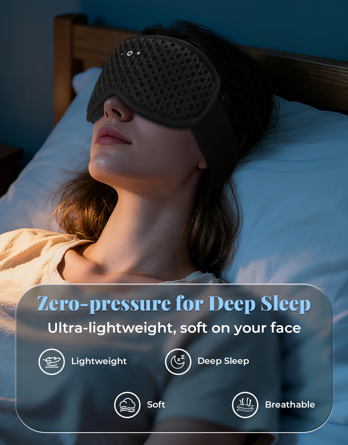 BULYPAZY sleep mask supports up to 12 hours of continuous playback.