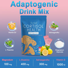Bunkell cortisol powder dissolving in water for quick, smooth mixing.