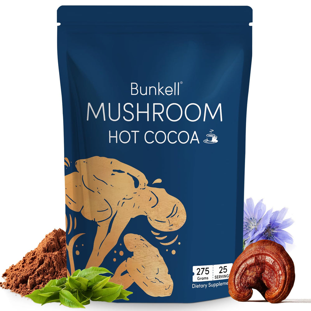 Bunkell Mushroom Hot Cocoa cup with Reishi promotes relaxation before bedtime