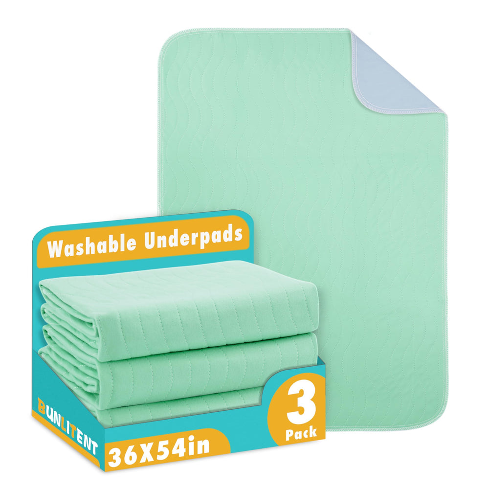 Bunlitent Washable Underpads protect beds with 36x54 inch waterproof coverage.