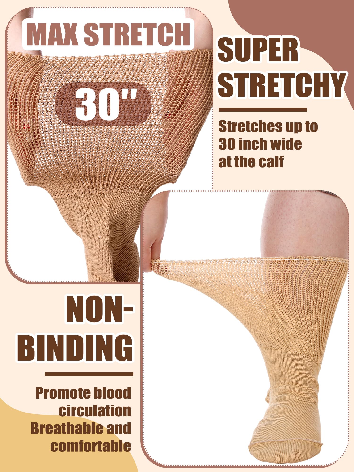 Bunnycool edema socks breathable cotton-polyester blend keeps feet dry.