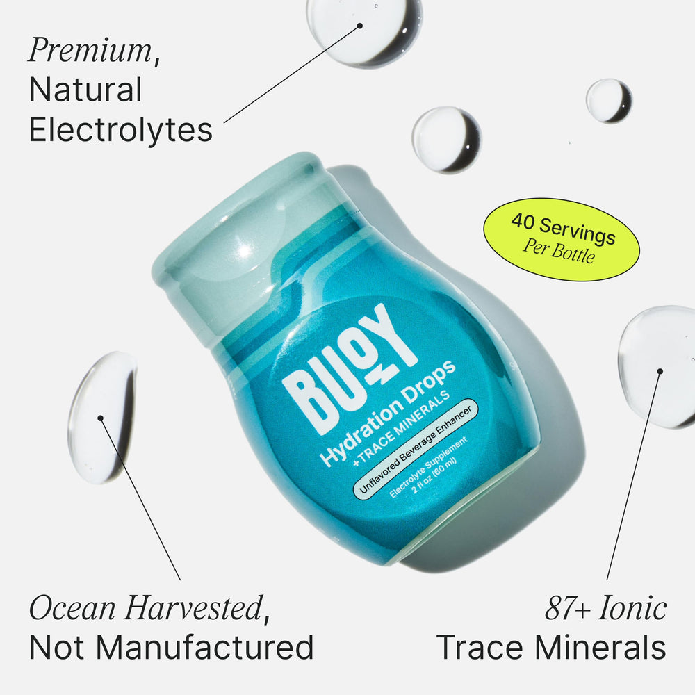 Buoy Electrolyte Drops dissolving instantly in water.