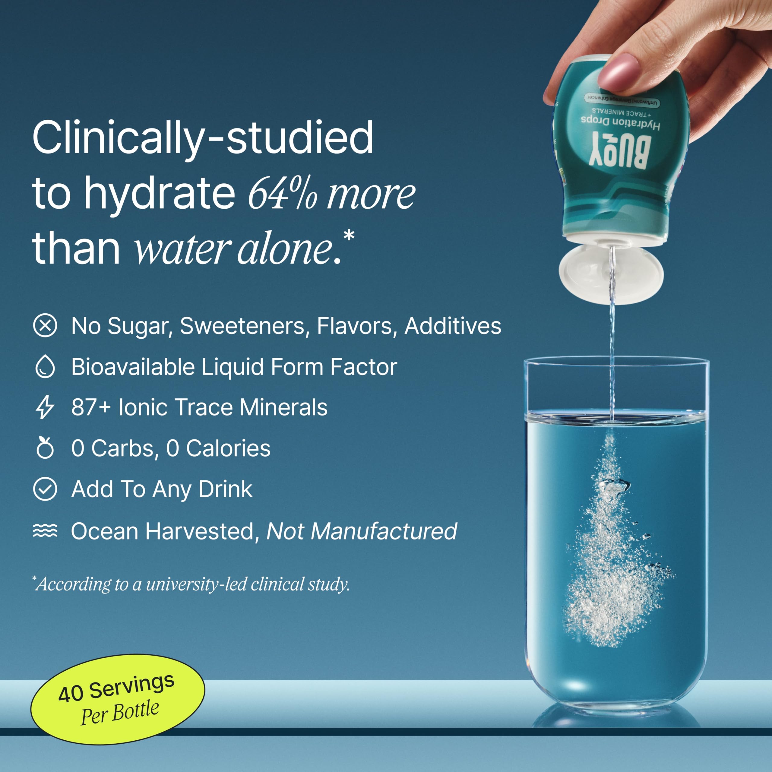 Buoy Electrolyte Drops pour ready to mix with water.