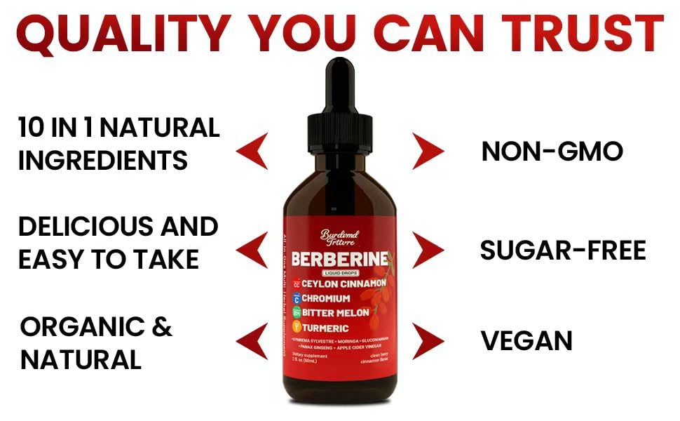 Ingredients list featuring berberine cinnamon turmeric and more