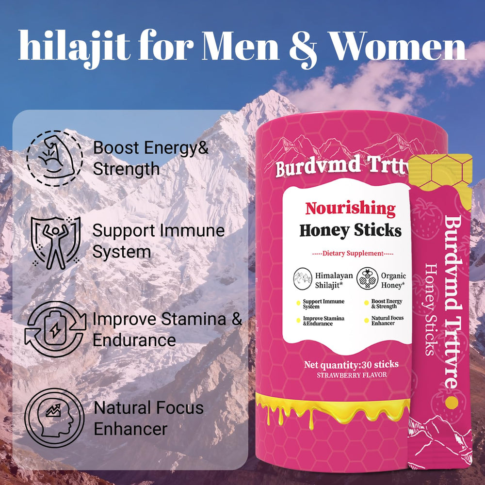 Burdvmd Trttvre Shilajit Honey Stick strawberry texture close-up shows smooth resin and honey.