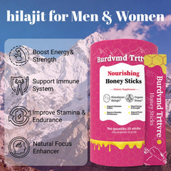 Burdvmd Trttvre Shilajit Honey Stick strawberry texture close-up shows smooth resin and honey.