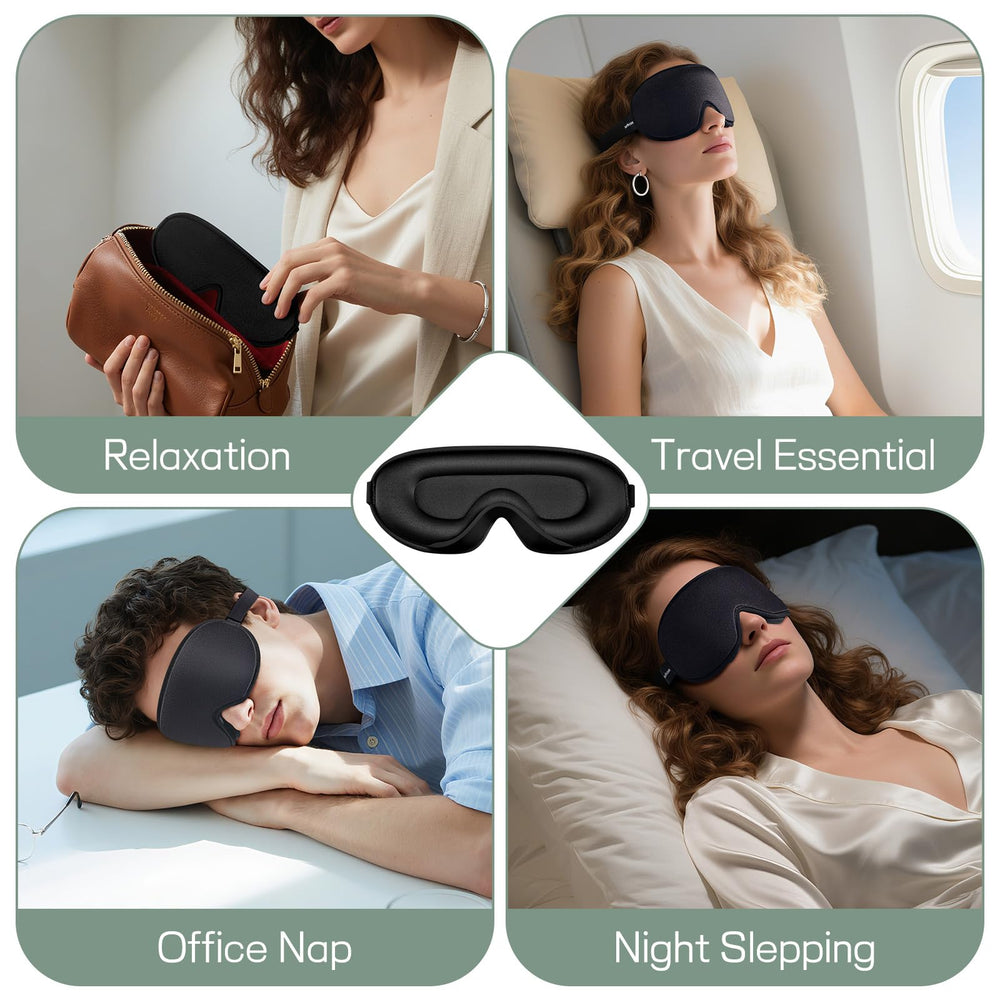 Burfocus Sleep Mask adjustable strap fits 20 to 28 inches securely for travel.