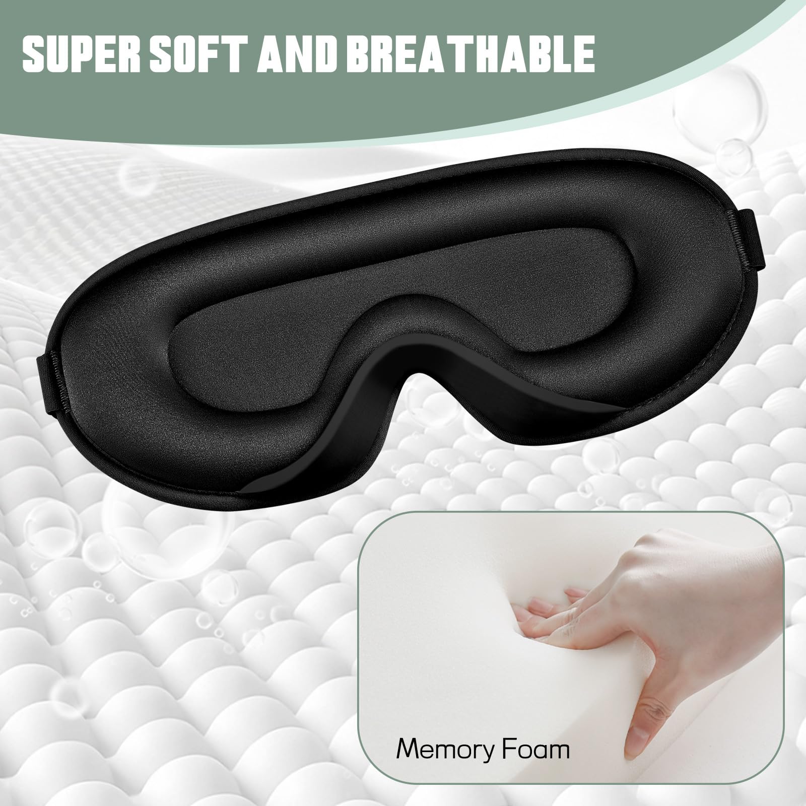 Burfocus Sleep Mask uses soft breathable fabric for cool all night wear.
