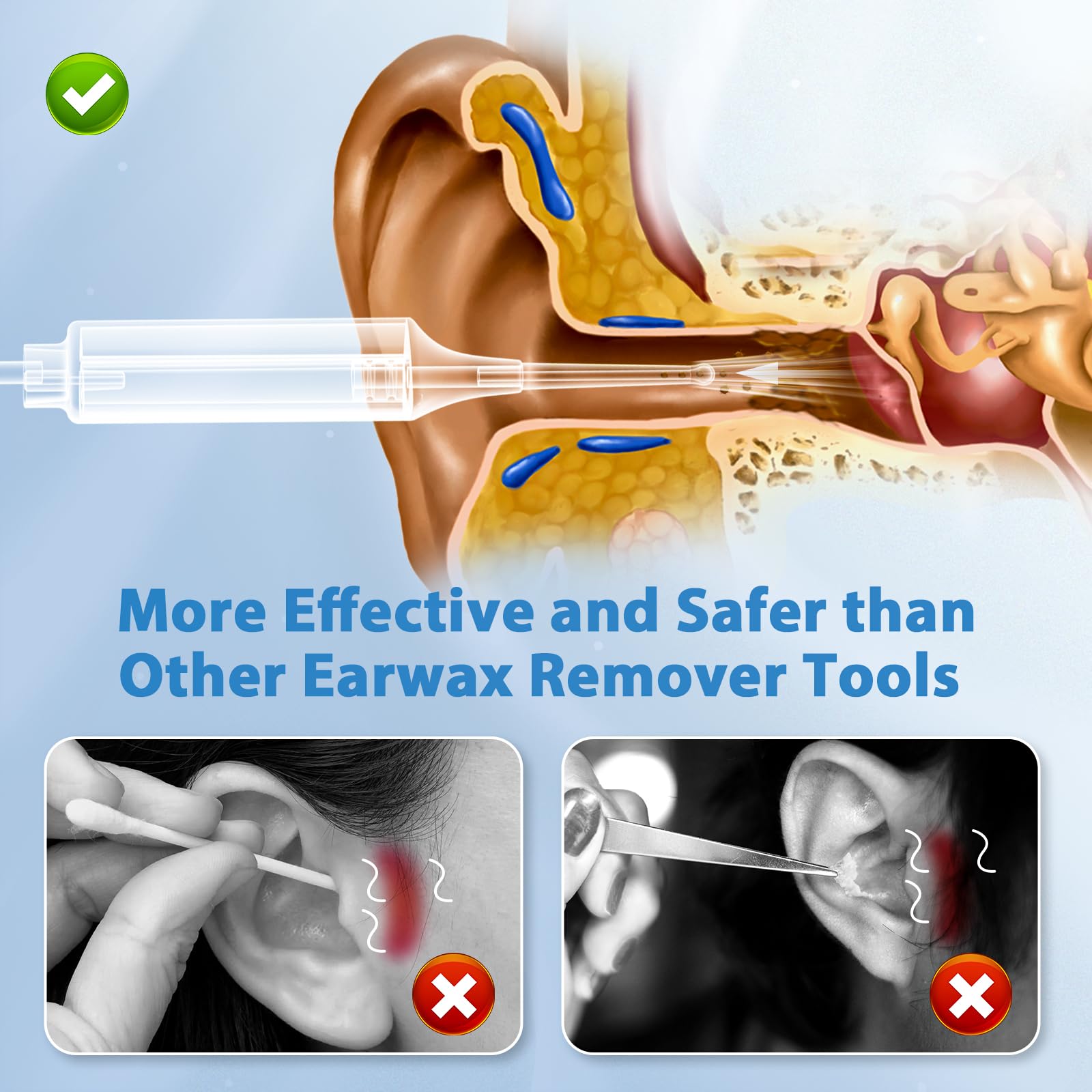 B.urHero ear vacuum showing 3-level suction control for tailored comfort.
