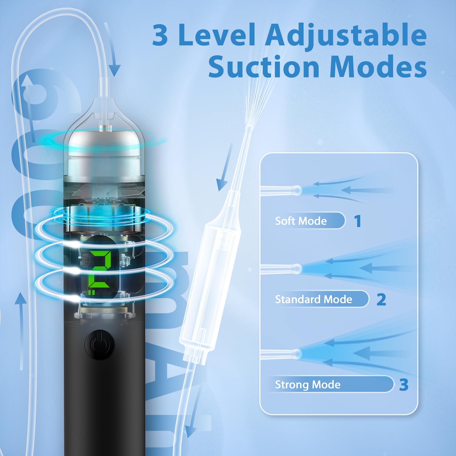 B.urHero Ear Vacuum Remover with three levels for customizable power
