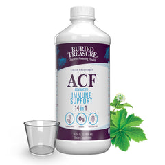 Buried Treasure ACF immune bottle pour for easy daily dosing.