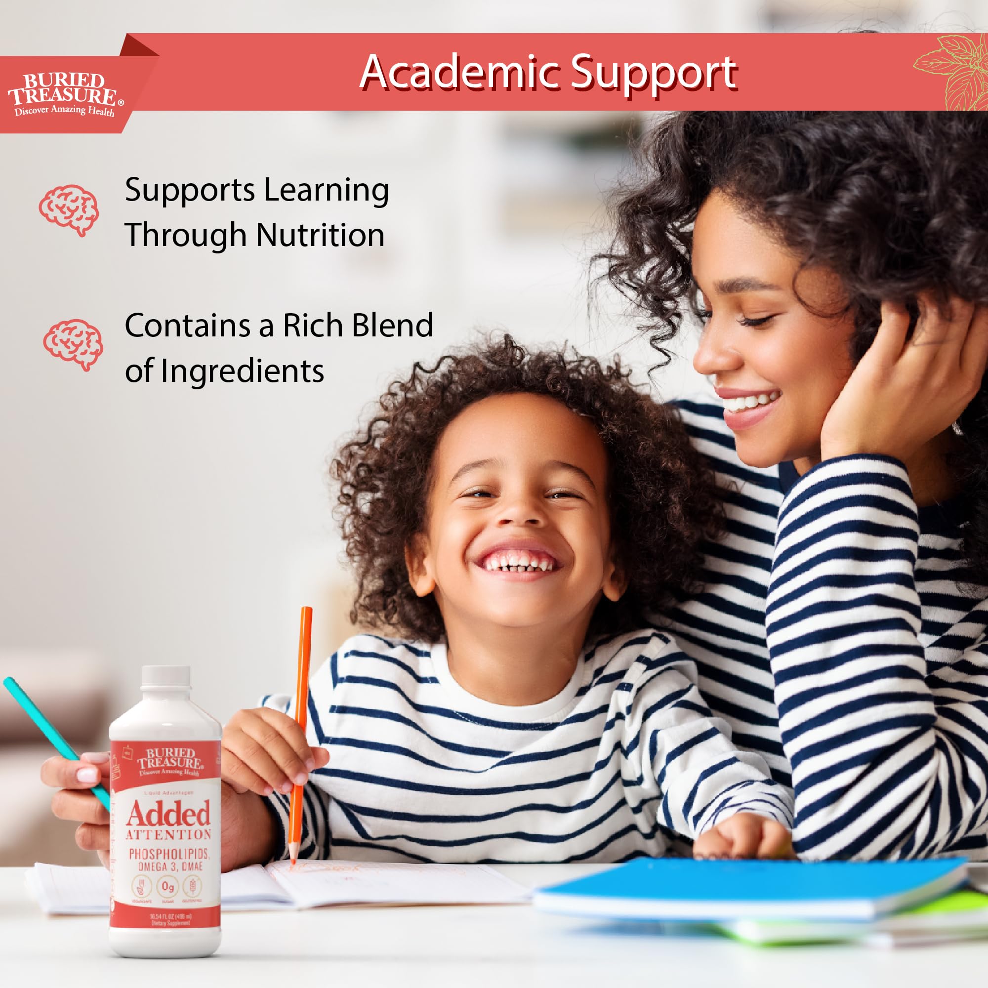Buried Treasure Added Attention capsules provide balanced brain support with GABA and grape seed extract.